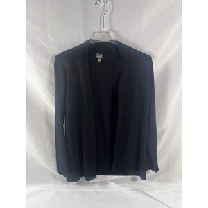Eileen Fisher Sweater Women’s Large Black Open Front Cardigan 100% Merino Wool